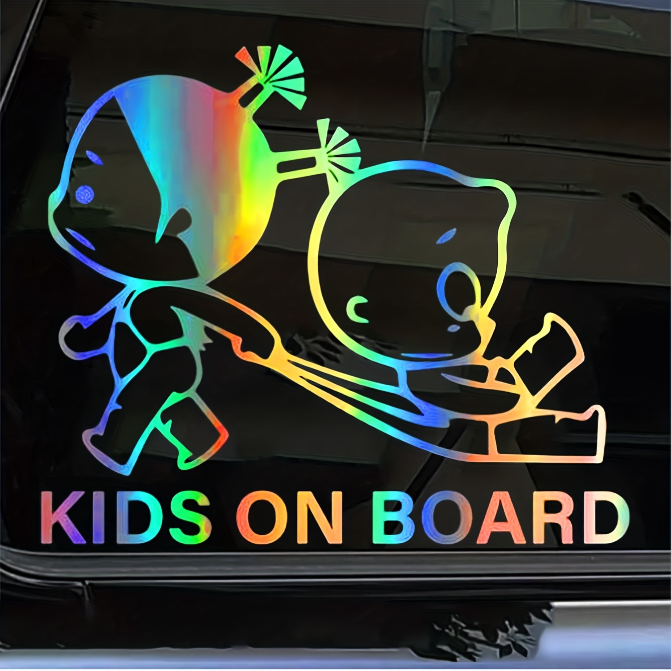 

1pc Kids On Board Colorful Laser Male And Female Baby Stickers, Warning Children Inside The Car Exterior Stickers Universal Models
