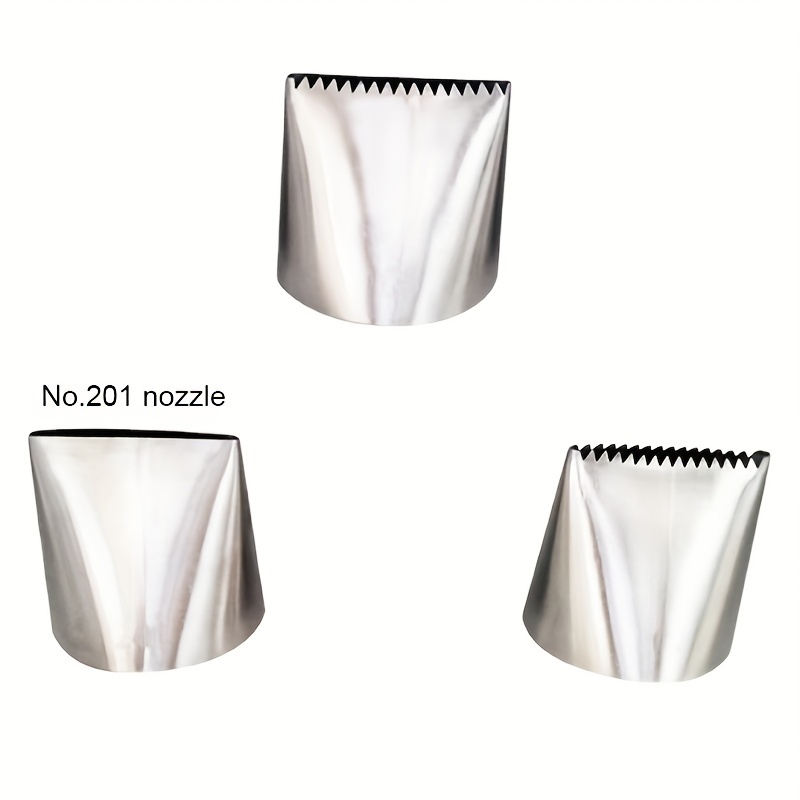 Image of 1pc Extra Large 304 Stainless Steel Piping Tips - Single-sided Sawtooth Edge For Professional Cake & Cream Decorating, Perfect For Baking Enthusiasts