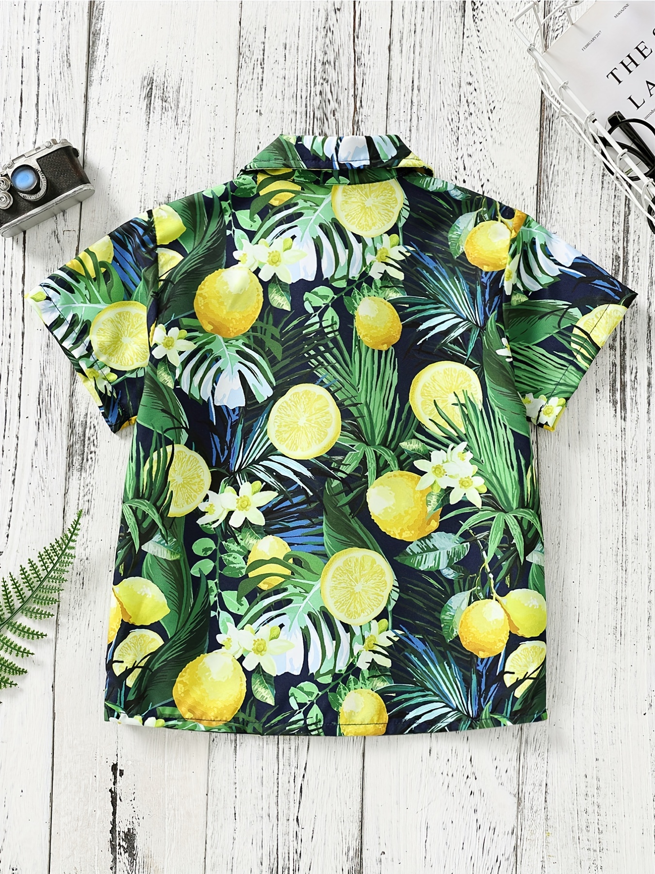 Button Up Hawaiian Floral Shirt - Green - Pomelo Fashion