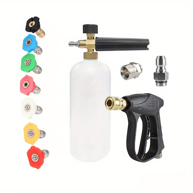 

1pc High-pressure Foam Cannon Gun Set, Pm22 Inner Hole 14mm Inner Wire 3/8 Quick Plug 1/4" Quick Outlet Connector, Watering Equipment