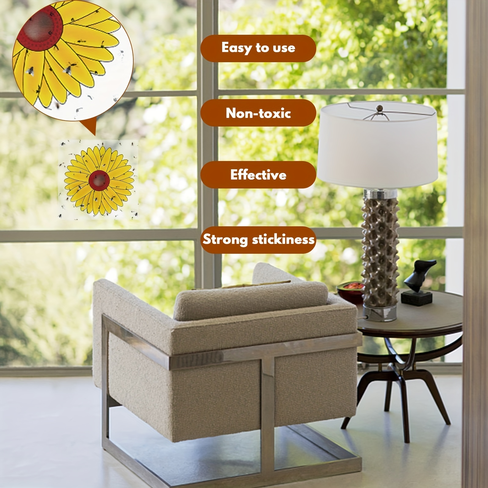 Window Fly Traps Indoor, Sunflower Fly Catcher Window Fly Sticker