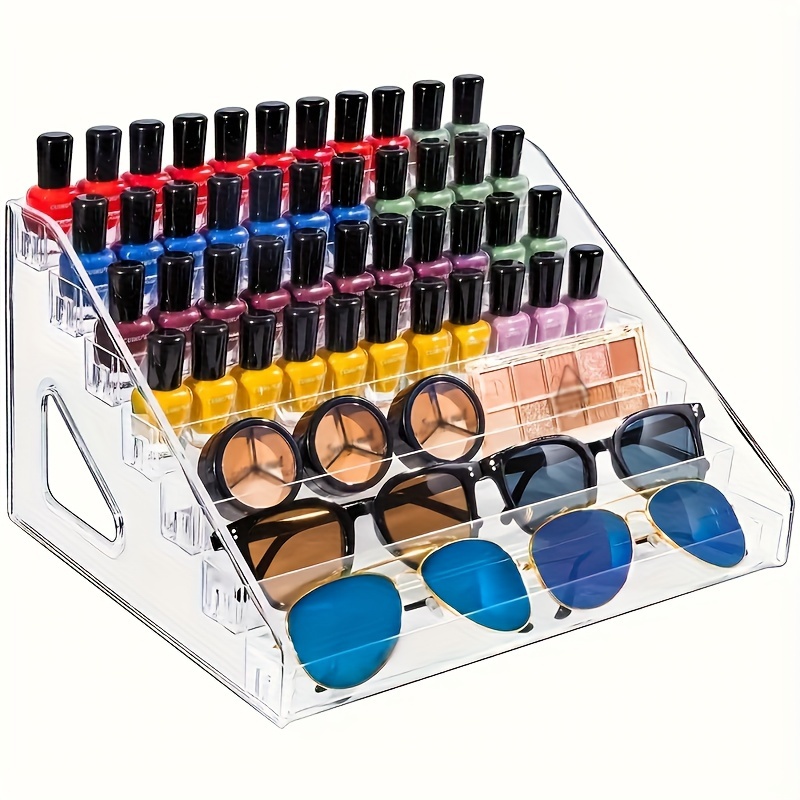 Estante organizador de esmalte de uñas, estante organizador de esmalte de  uñas acrílico transparente para maquillaje, organizador de maquillaje