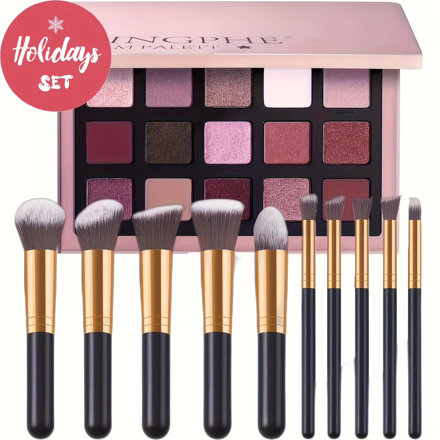 

15 Colors Purple Eyeshadow + 10 Brushes Set Eye Makeup Set, Shimmer Matte Finish Delicate Blendable Texture Eyeshadow, Valentine's Day Gift, Ideal For Mother's Day Makeup Set