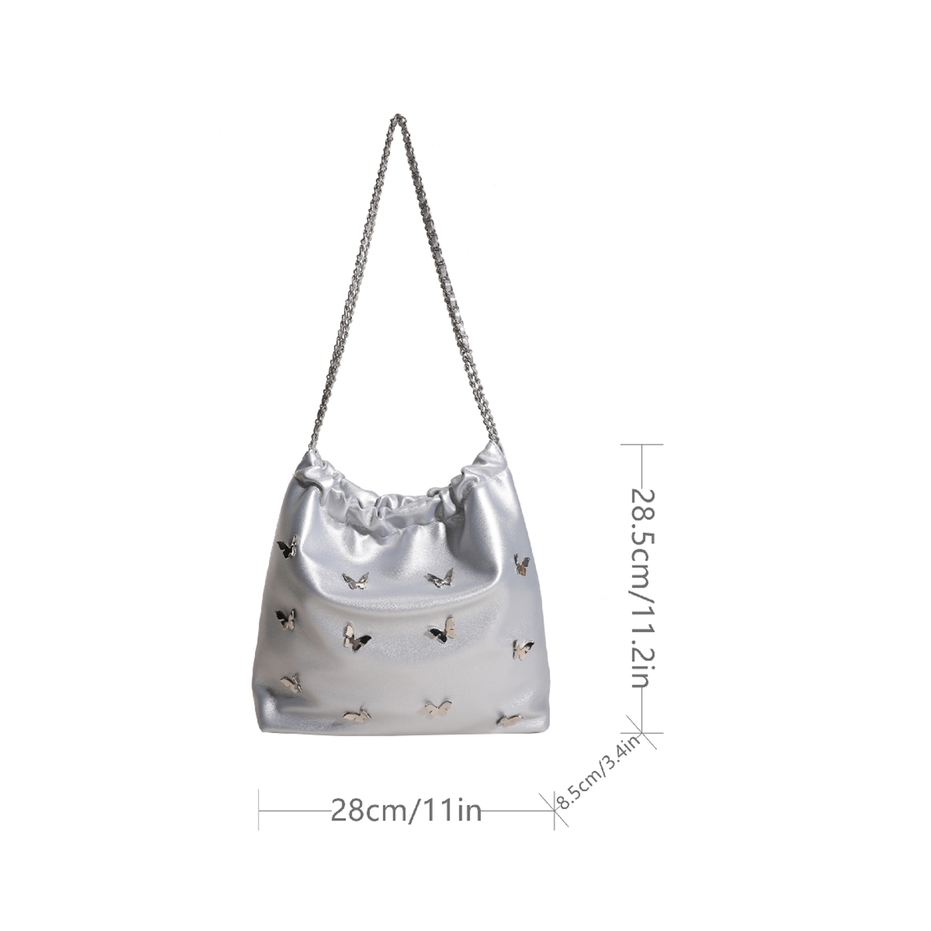 Butterfly Decor Bucket Bag For Women, Trendy Chain Crossbody Bag