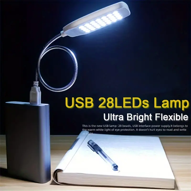 28leds usb led lamp portable book lamp reading night light dc5v laptop computer mobile power charging details 1