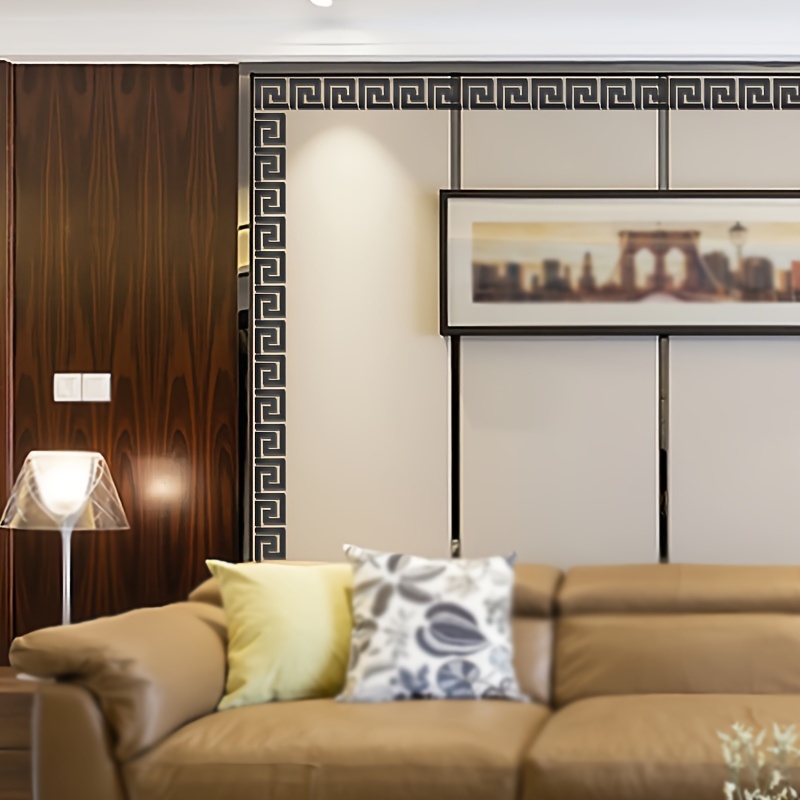 10pcs Modern 3D Waist Line Acrylic Mirror Wall Sticker Ceiling Living Room  Decor