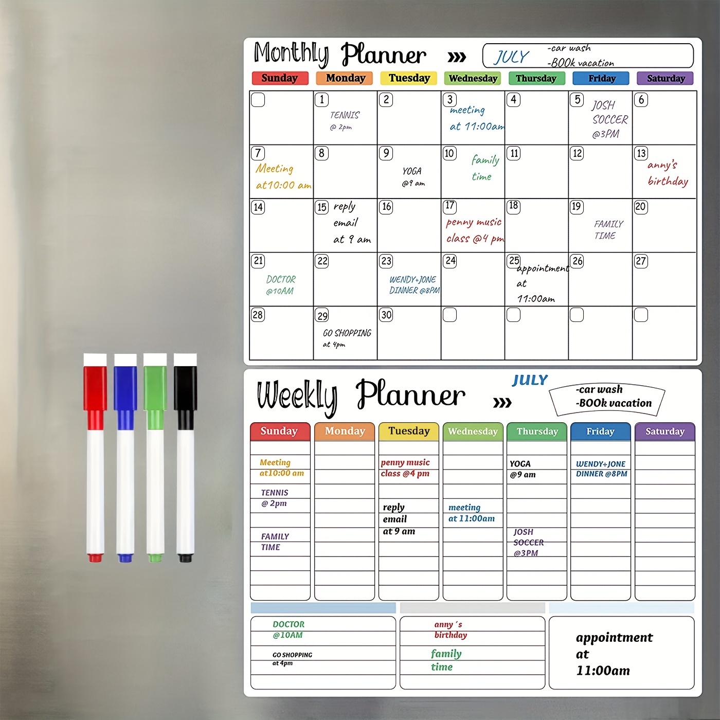 

1pc/2pcs Magnetic Dry Erase Fridge Calendar - Weekly Planner For Refrigerator - Easy To Use And Customizable - Perfect For Organizing Your Schedule And Staying On Track
