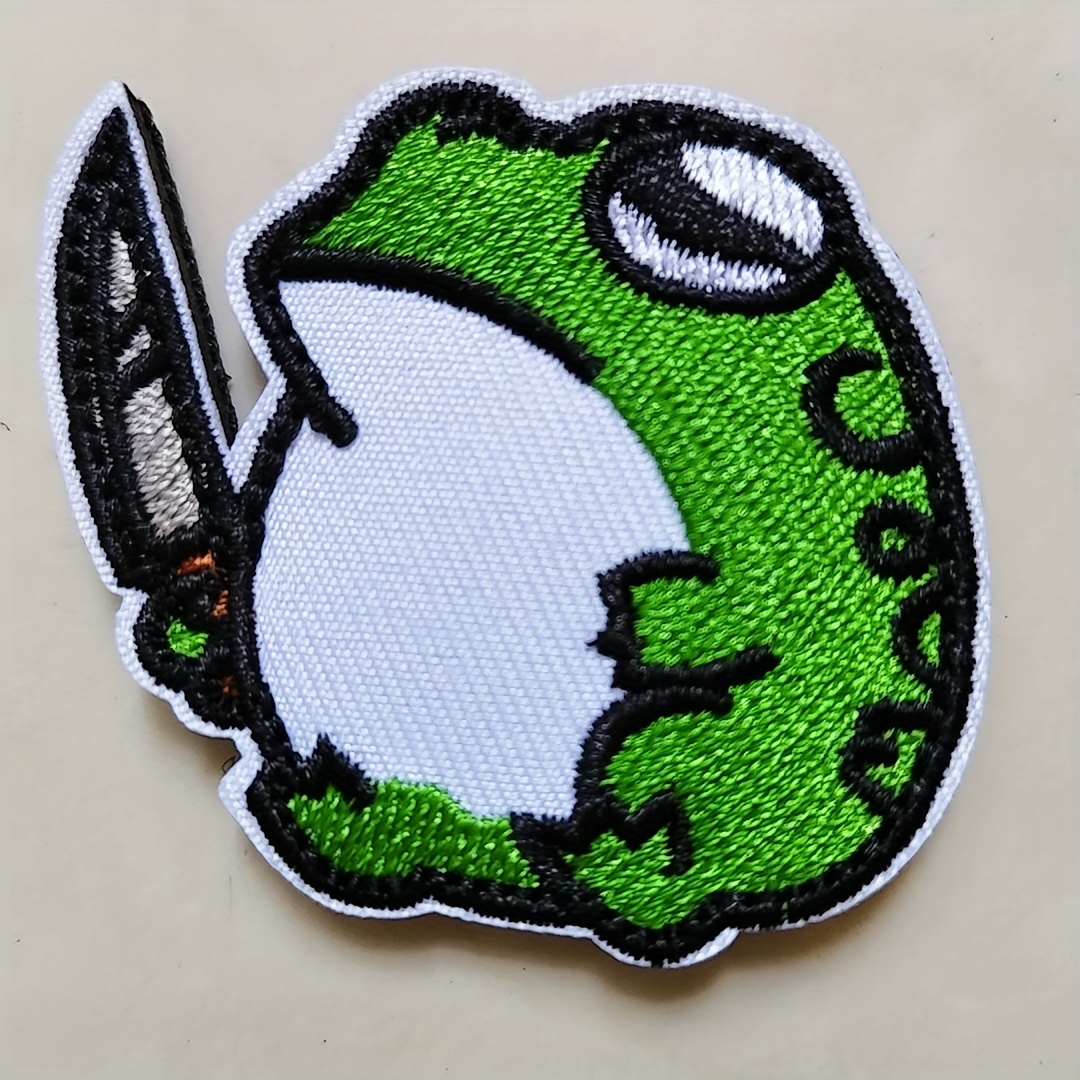Cartoon Fat Frog Knife Hook Loop Patches Clothing Funny - Temu Japan