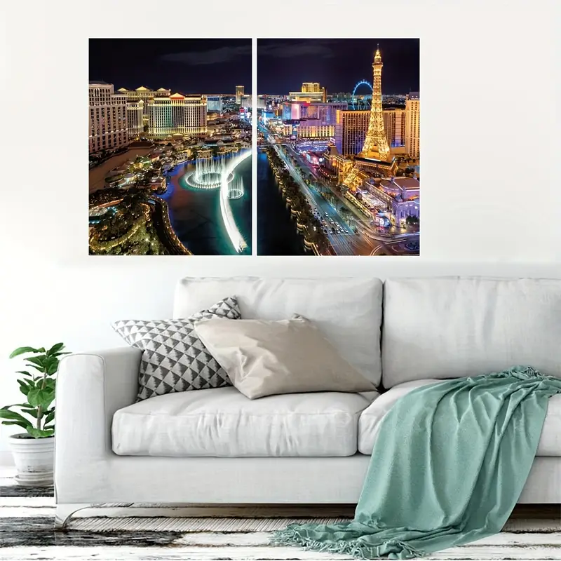 Frameless Canvas Prints, Las Vegas Night Scenery Painting, City Landscape  Wall Art Decor, Mural Picture For Living Room Bedroom Office, Aesthetic  Home Decoration Gift - Temu