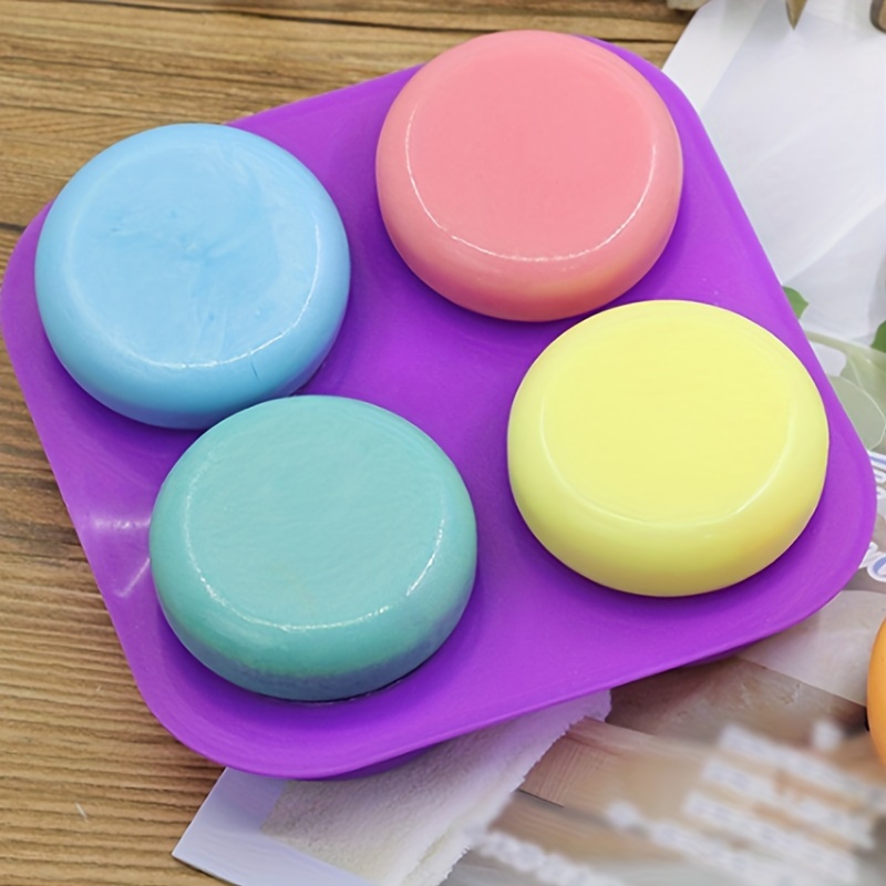 Round Silicone Molds - 4 Cavity Circles Soap Mold Heat Resistant Decorating  Tool