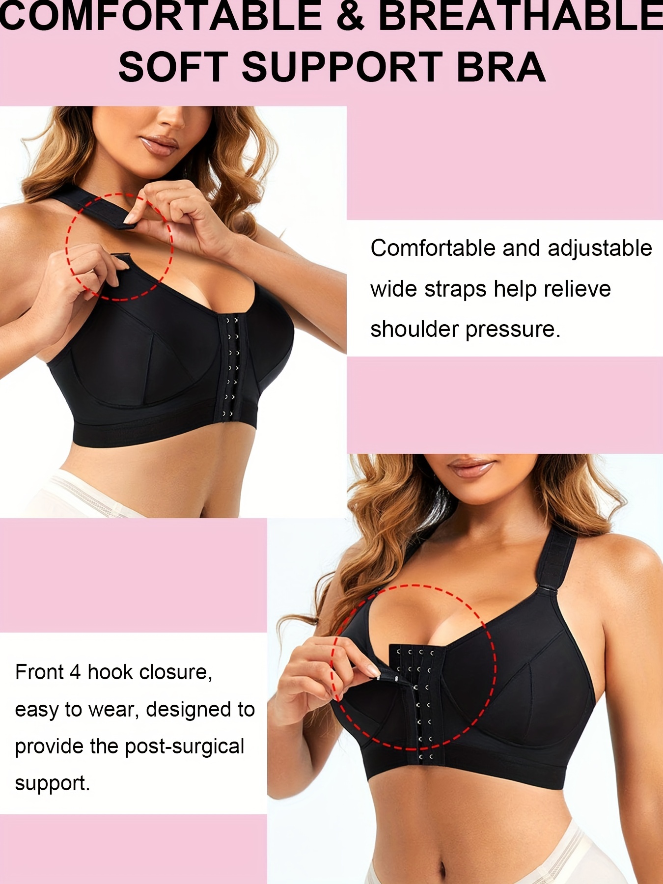Women Bras Back Side Buckle Sports Bra Adjustable Breast Support Yoga  Seamless Correction Sports Underwear (Beige, M) at  Women's Clothing  store