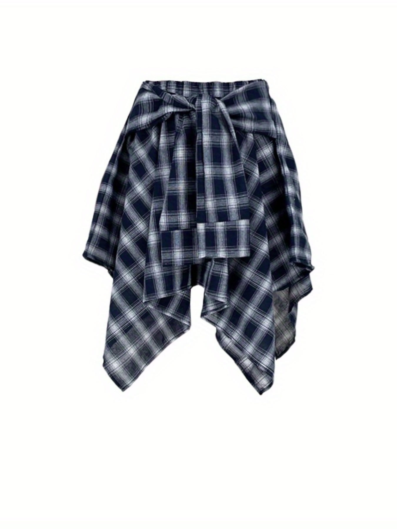 Plaid Asymmetrical Hem Skirt Casual Tie Front Skirt Spring Temu