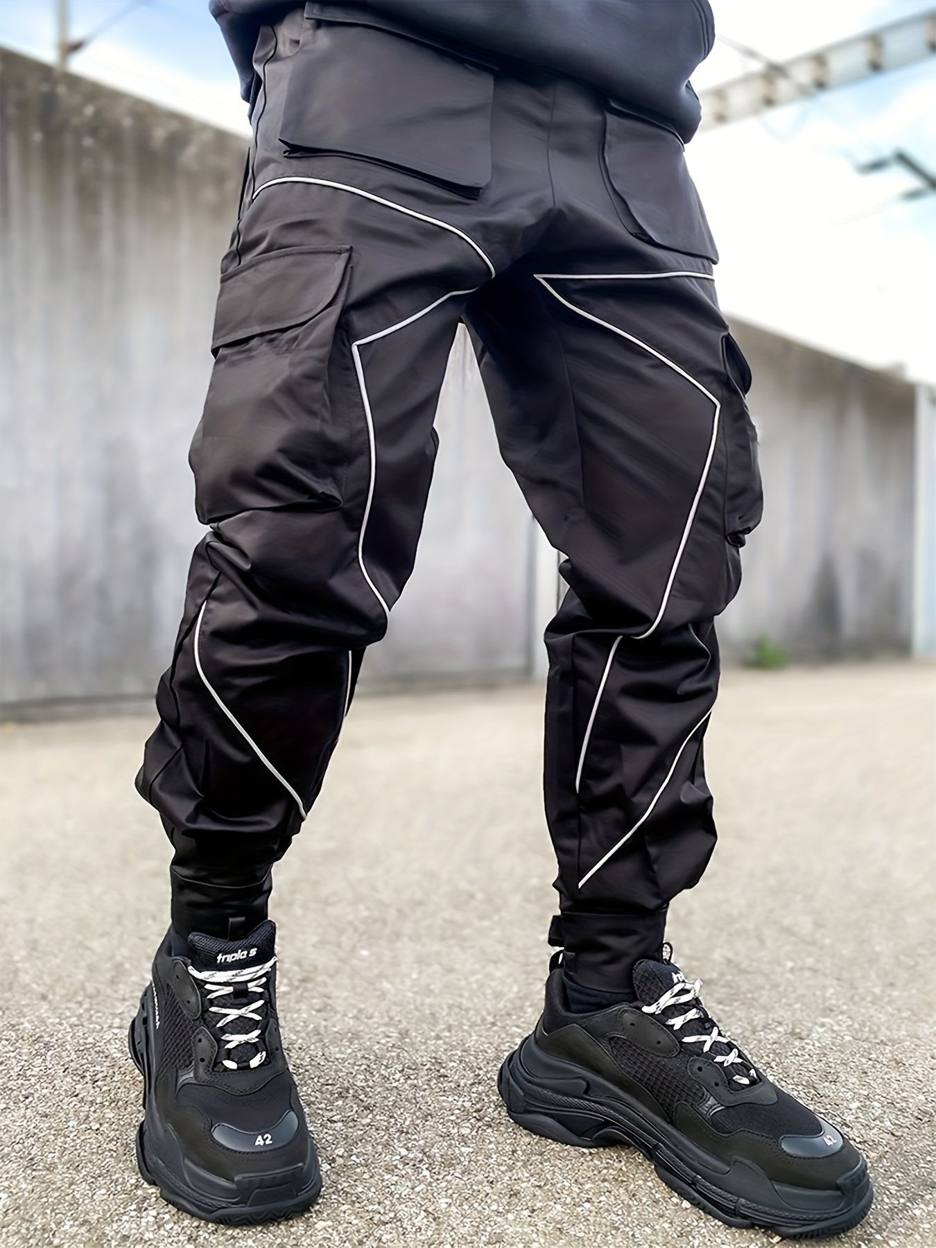 Color Block Multi Pocket Cargo Pants Men's Casual Drawstring - Temu Canada