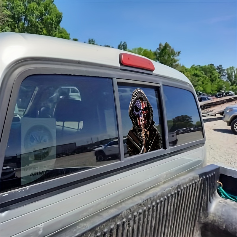 Skeleton American Flag Vinyl Car Sticker Suv Window Car - Temu
