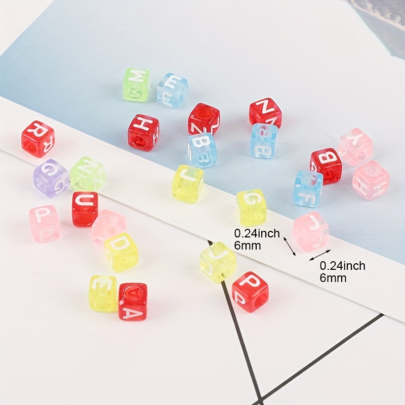 50 Pcs - 10mm Random Letter Mix Colour Cube Alphabet Letter Beads Kids  Beads D216