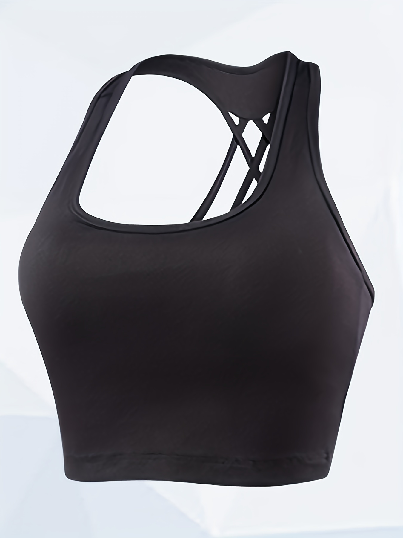 Womens Strappy Sports Bra Longline Criss Cross Workout Top Open Back Medium  Support Yoga Tank Athletic Padded Camisole : : Clothing, Shoes 