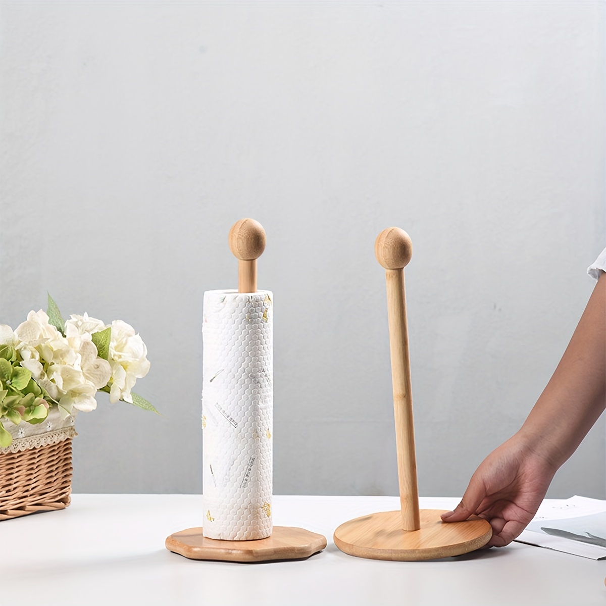 Vertical Paper Towel Holder Wooden Iron Paper Towel Holder - Temu