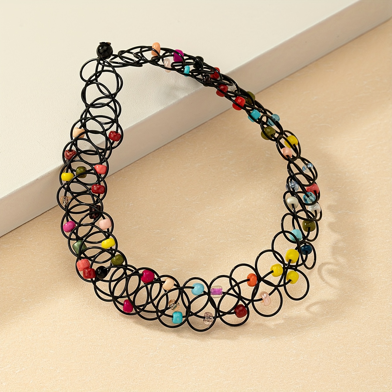 Vintage Colorful Fishing Line Choker Hollow Out Woven Necklace Vintage Sexy Style Neck Ornament for Women,Temu