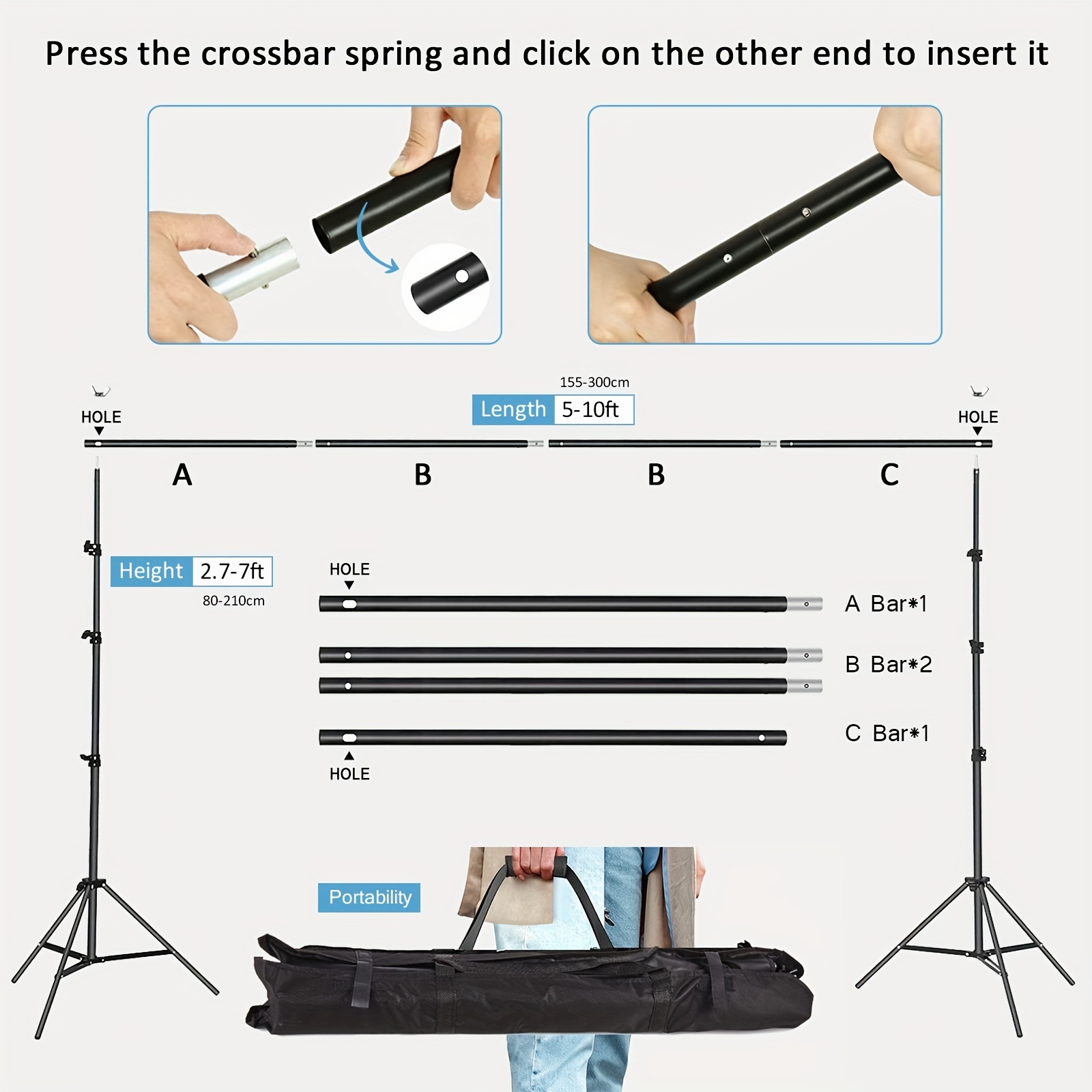 Height adjustable-Backdrop Stand Backdrop Support Stand Kit