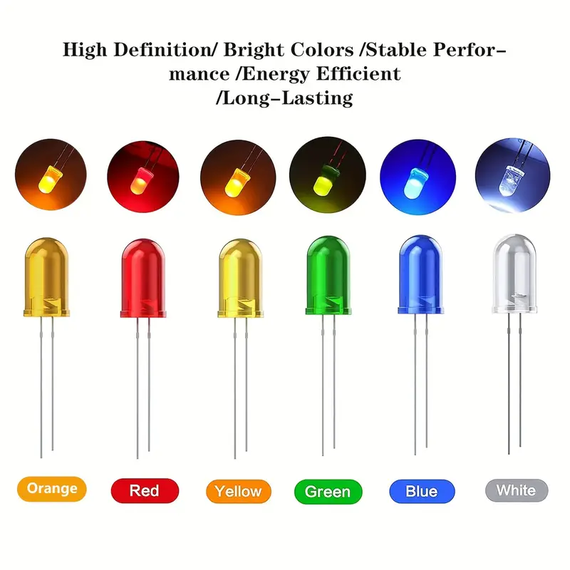 6 Coors X ) Led Light Emitting Diode Round Assorted Color - Temu