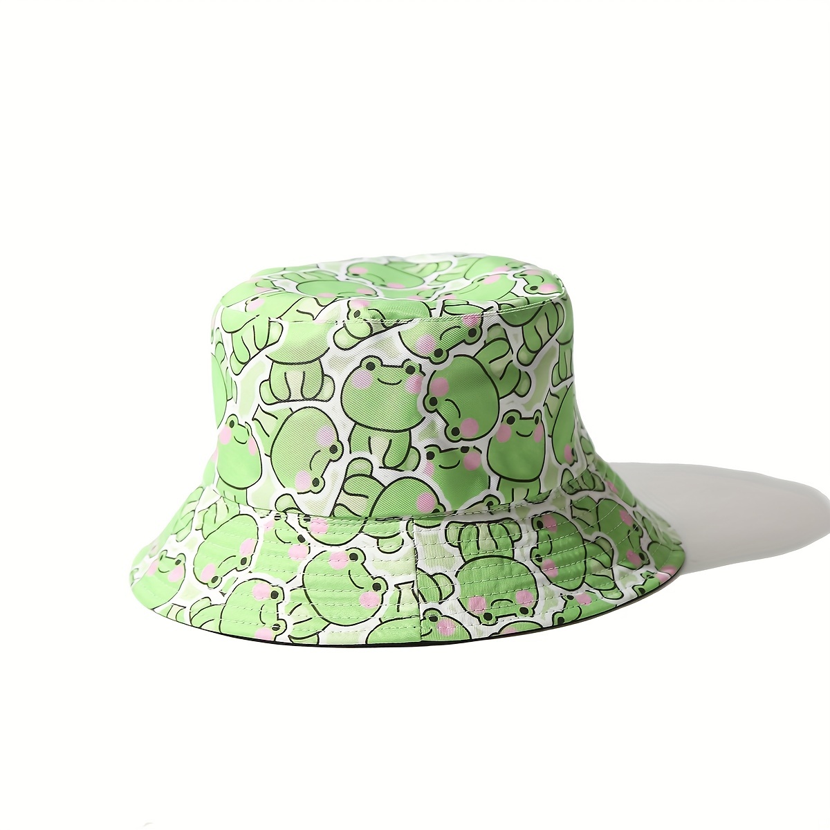 

Frog Allover Print Double-sided Wearing Bucket Hat, Summer Outdoor Travel Sunshade Hat