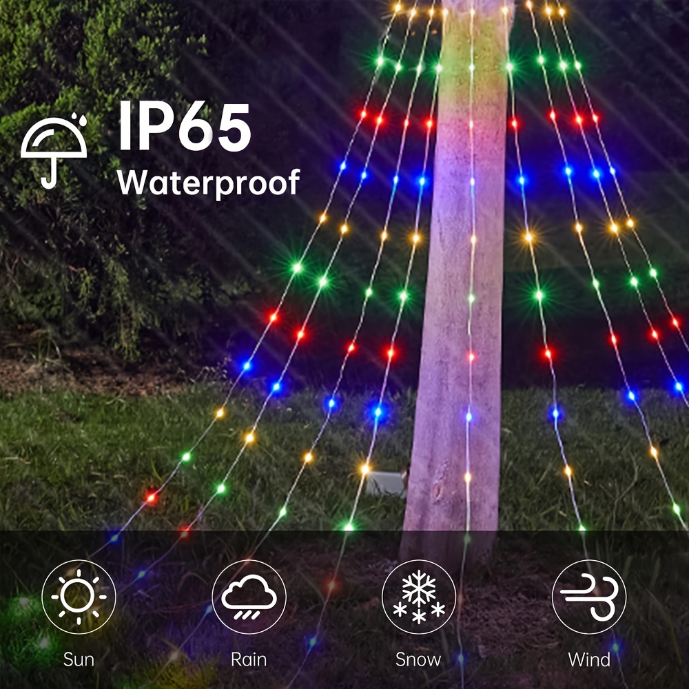 Solar Christmas Decorative Light, Led Pentacle Waterfall String Lights,  Remote Control 8 Mode Outdoor Waterproof, Suitable For Terrace, Bedroom,  Courtyard, Garden, Birthday Party, Valentine's Day, New Year Christmas,  Atmosphere Decorative Light - Temu