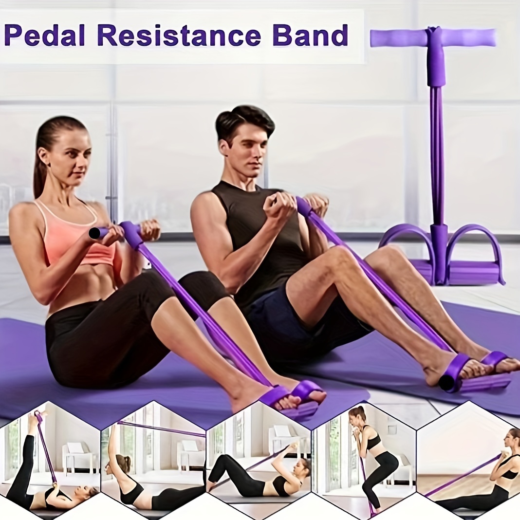 4 Tube Pedal Puller Resistance Bands,fitness Sit-up Exercise Equipment For  Women Men