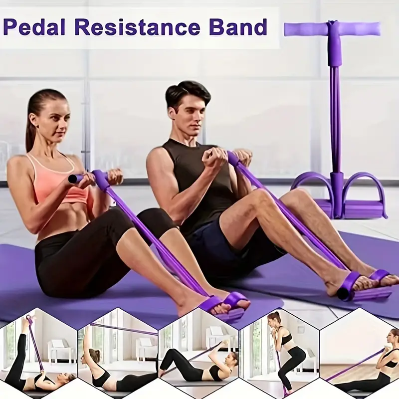 1pc 6-Tube Yoga Resistance Band Pedal Puller Multifunctional Elastic Pull  Tension Rope Fitness Equipment For Abdomen, Waist, Arm, Yoga Stretching Slim