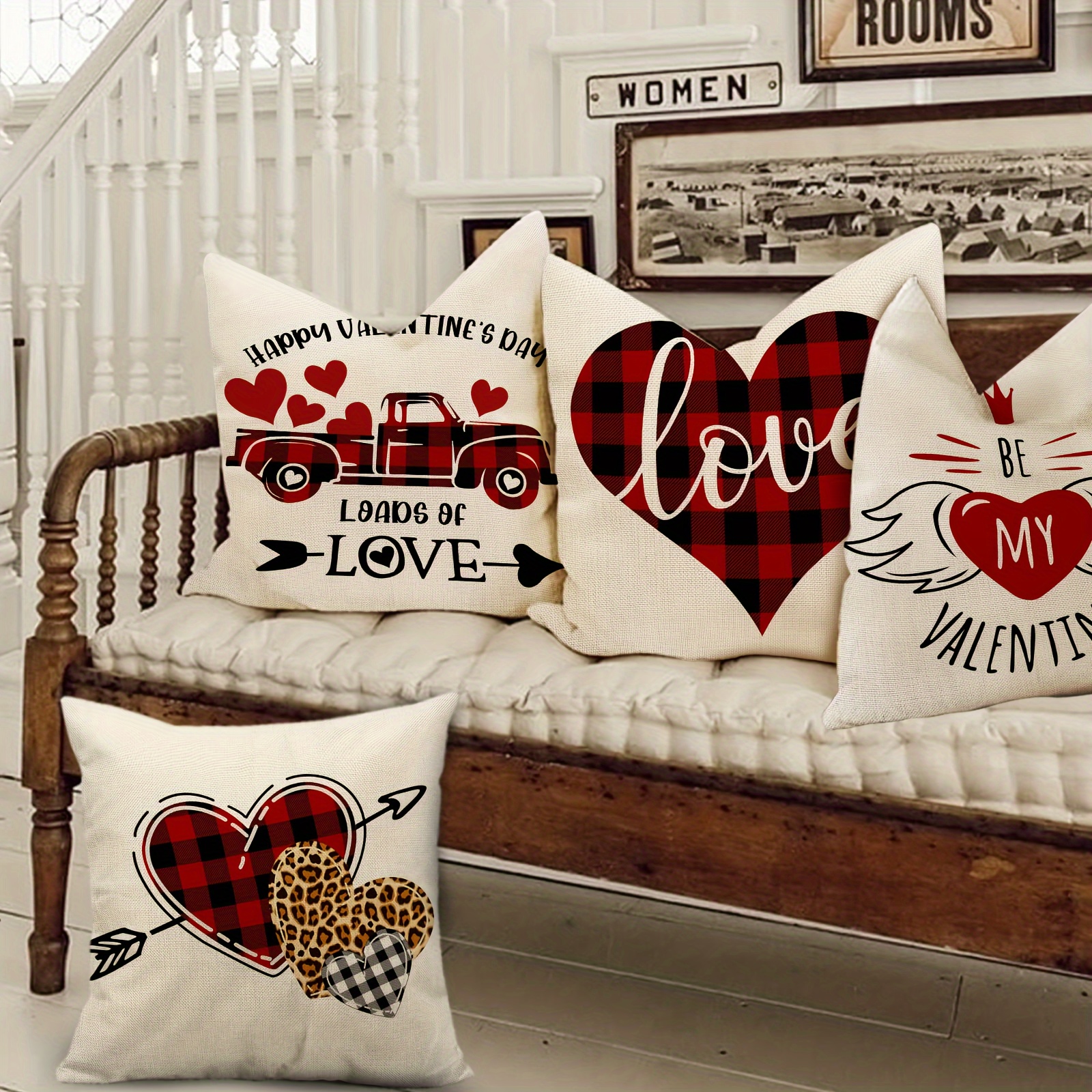 Vintage Valentine's Day Throw Pillow Covers Retro Love Heart - Temu