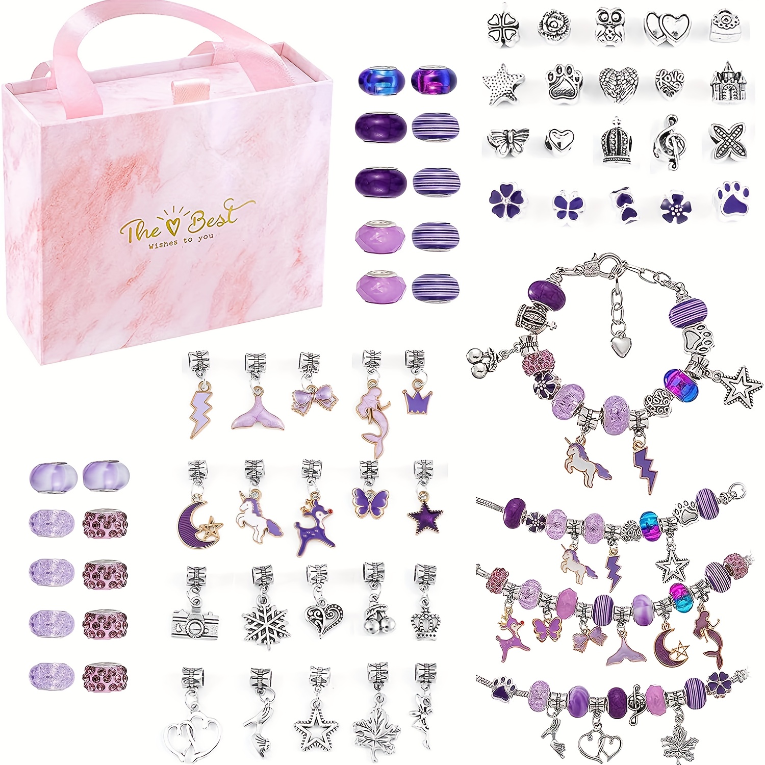 Diy Charm Bracelet Making Kit Jewelry Kit With Unicorn - Temu Germany