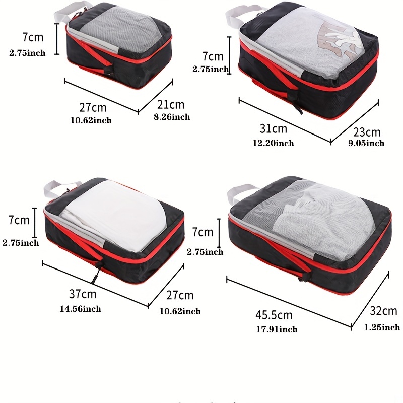 Travel Storage Bag With Large Capacity, Waterproof And Compressible Sorting  Pouch With Double-layer And Double-zipper Design Travel Compression Bag  Compression Storage Bag For Luggage Nylon Material Mesh Visualization  Diamond Grid For Men