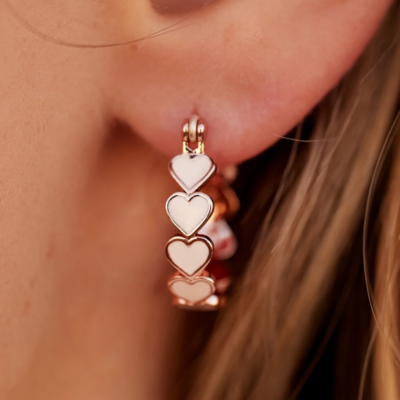 

Pretty Heart Circle Design Hoop Earrings Copper Jewelry Vintage Elegant Style For Women Dating Earrings