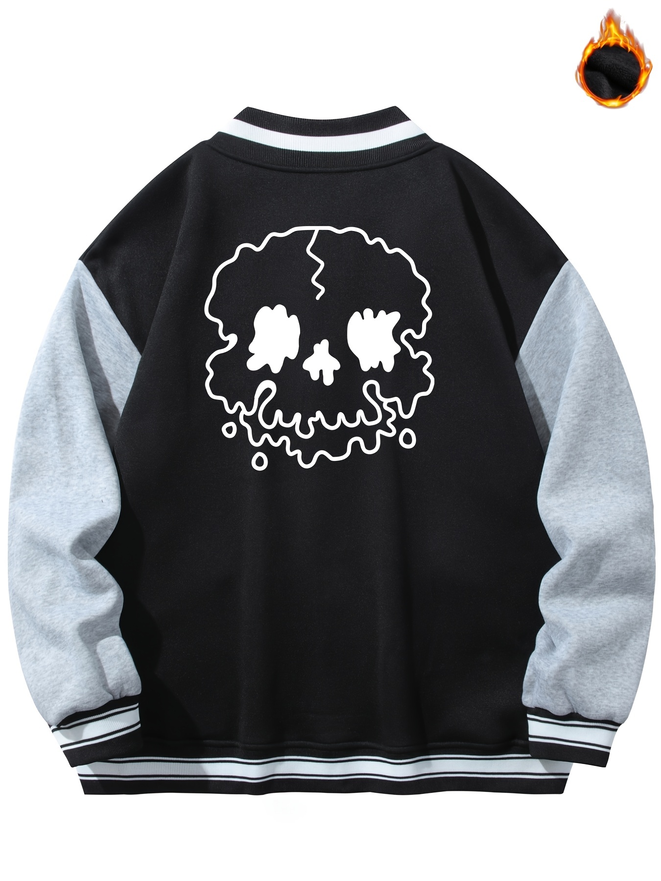 Mens Skull Print Fleece Lightweight Varsity Jackets Trendy Temu New