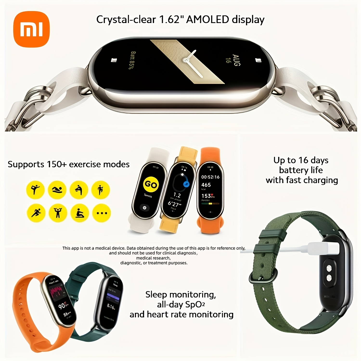 Xiaomi Mi Band 8 Smart Bracelet 7 Color AMOLED Screen Miband 8