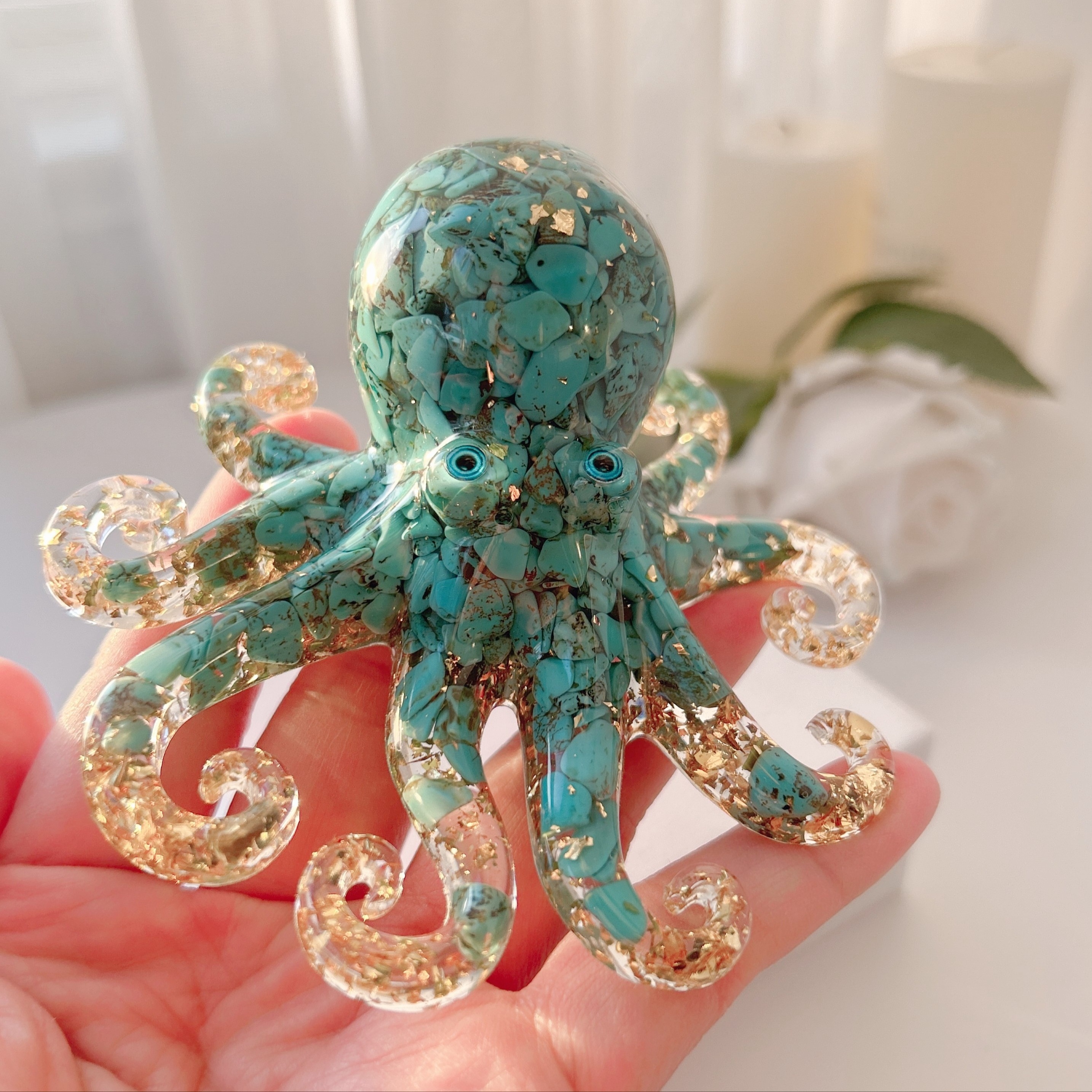 

1pc, Crystal Cute Octopus Statue Ornament, Crystal Resin Octopus Shape Craft, Ocean Animal Ornament, Room Decor, Home Decor, Christmas Gift