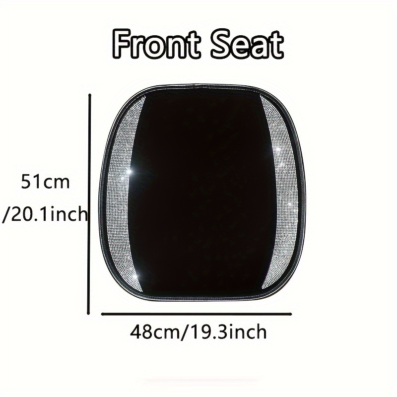 1pc bling car seat cover set sparkly white rhinestone car seat backrest car headrest cover car accessories for women rhinestones car back seat mat details 3