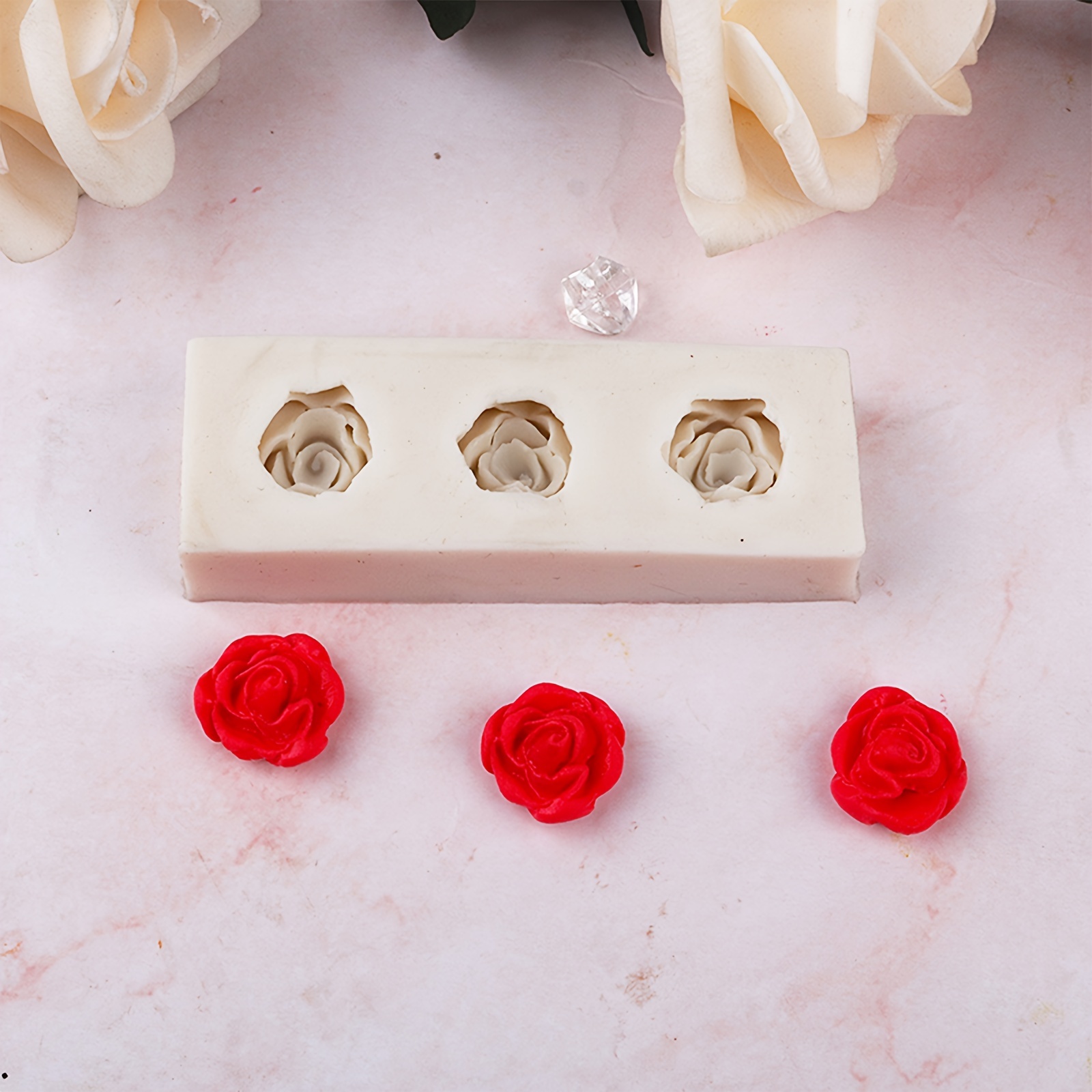 Rose Flower Shaped Silicone Mold 3d Fondant Mold For Diy - Temu