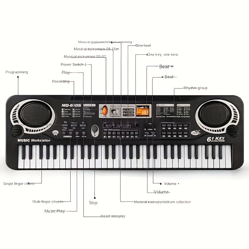 Teclado De Piano Instrumento Musical Infantil De 61 Teclas