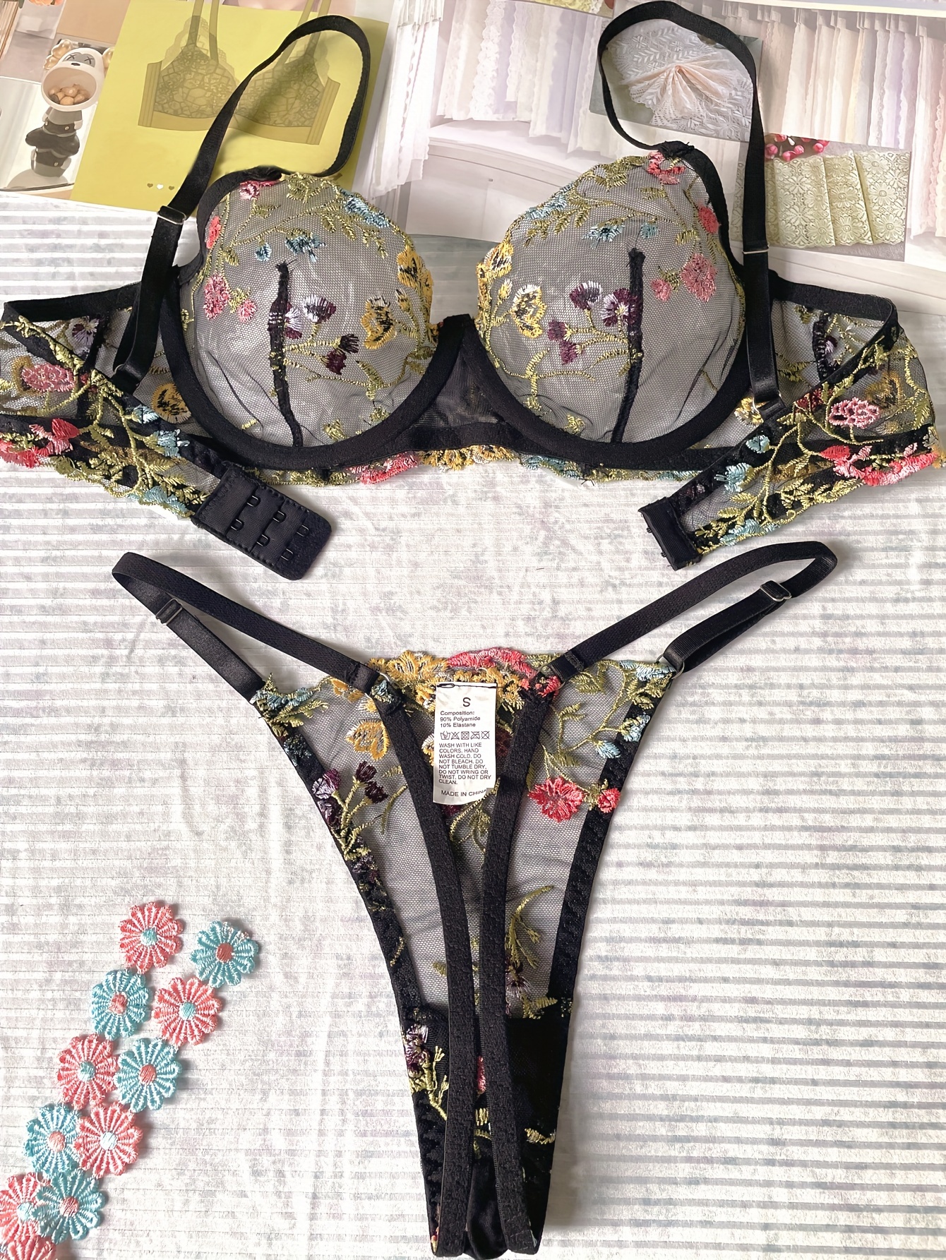 Soft Lace Lingerie Set See Through Underwear Floral Embroidery Lace Sheer  Bra and Panty Set for Women : : Clothing, Shoes & Accessories