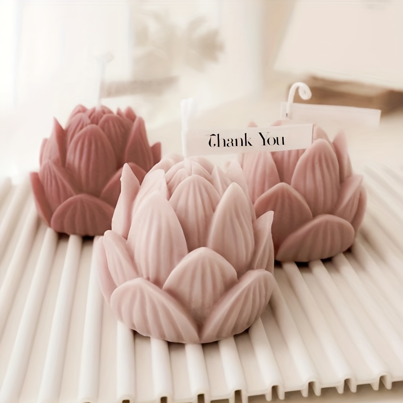 

1pc Resin Lotus Flower Shape Plaster Candle Making Mold 3d Plant Flower Wax Mould Diy Handmade Clay Silicone Mold For Aromatherapy Making Decorating