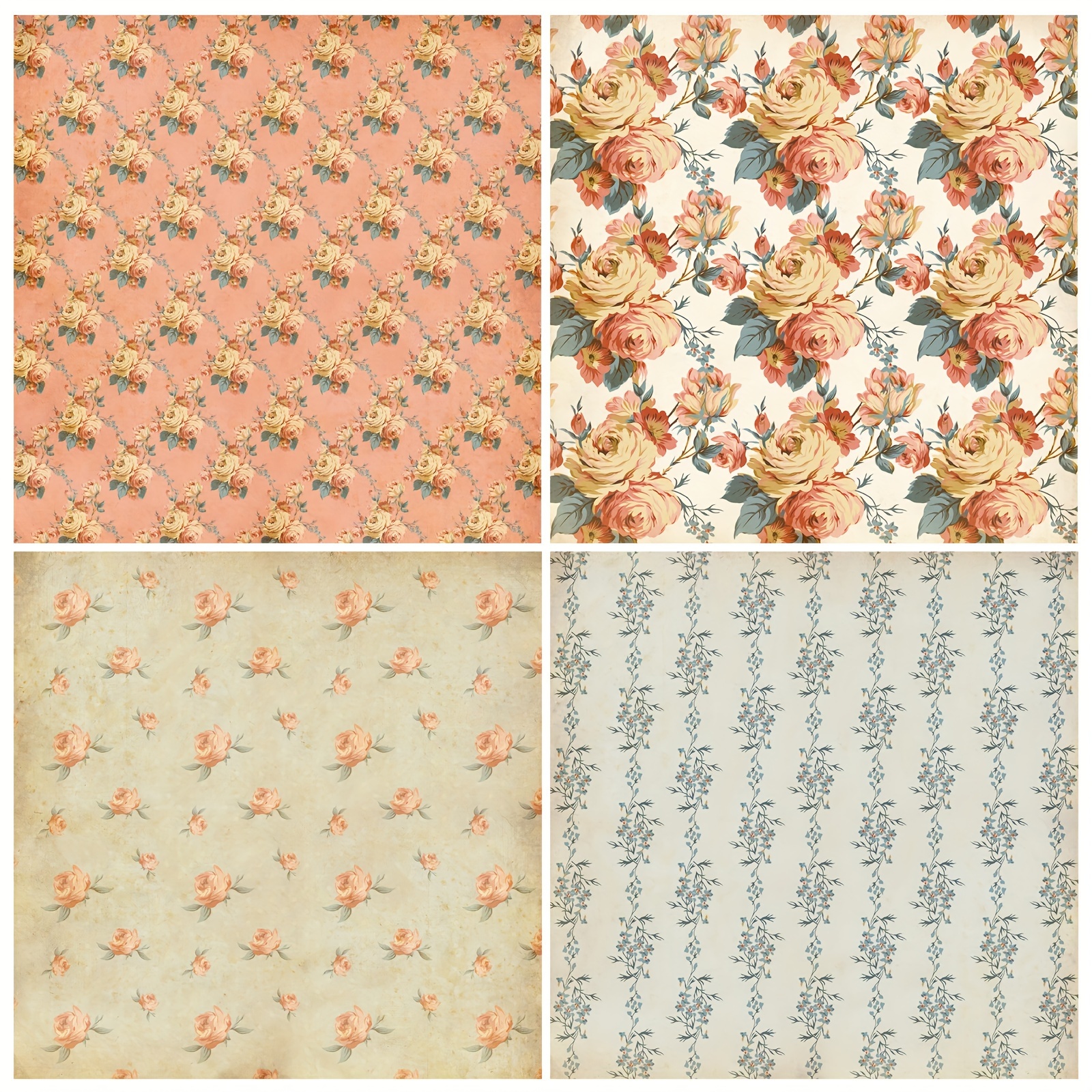 12pcs Flower Series Scrapbook Paper for DIY Photo Album Background