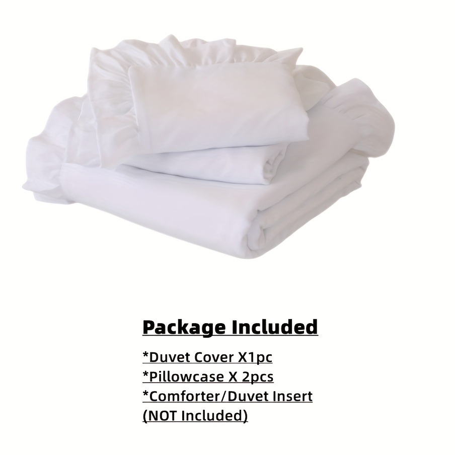 3pcs fashion ruffle duvet cover set 100 polyester solid color brushed bedding set soft comfortable breathable duvet cover for bedroom guest room hotel school dorm decor 1 duvet cover 2 pillowcase without core