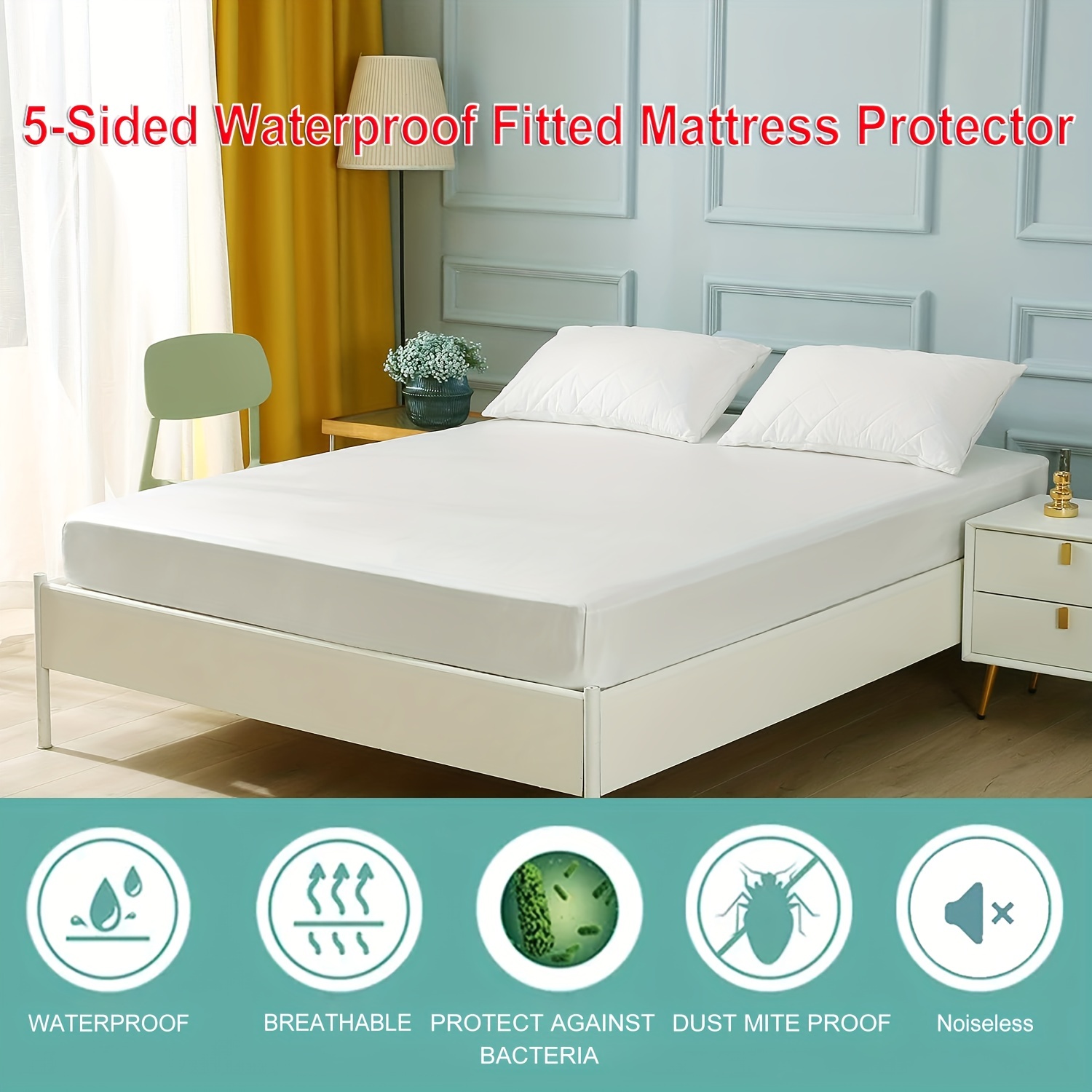 Waterproof Mattress Topper Cover Breathable Elastic Rubber Band Sheet  Mattress Pad Protector Cover Anti Mites Bed Fitted Sheet