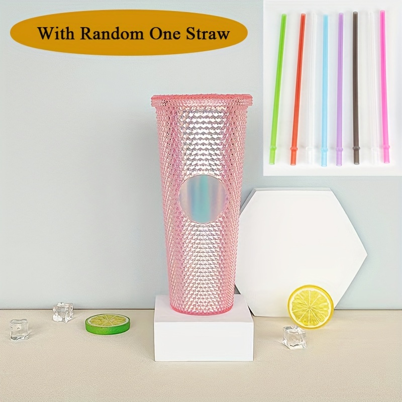 Diy Studded Tumbler With Lid And Straw, Reusable Plastic Cup, Double Walled  Travel Tumbler For Iced Coffee, Cold Water, Smoothie, And More, Wide Mouth, Spill  Proof - Temu