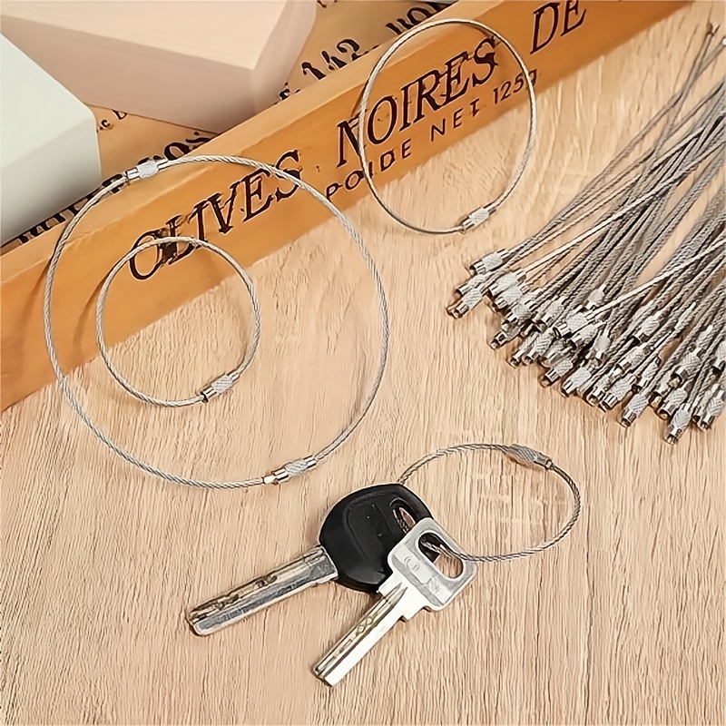 6 Cable Key Rings: Stainless Steel Wire Keyrings, Metal Ring Security  Lanyards. 