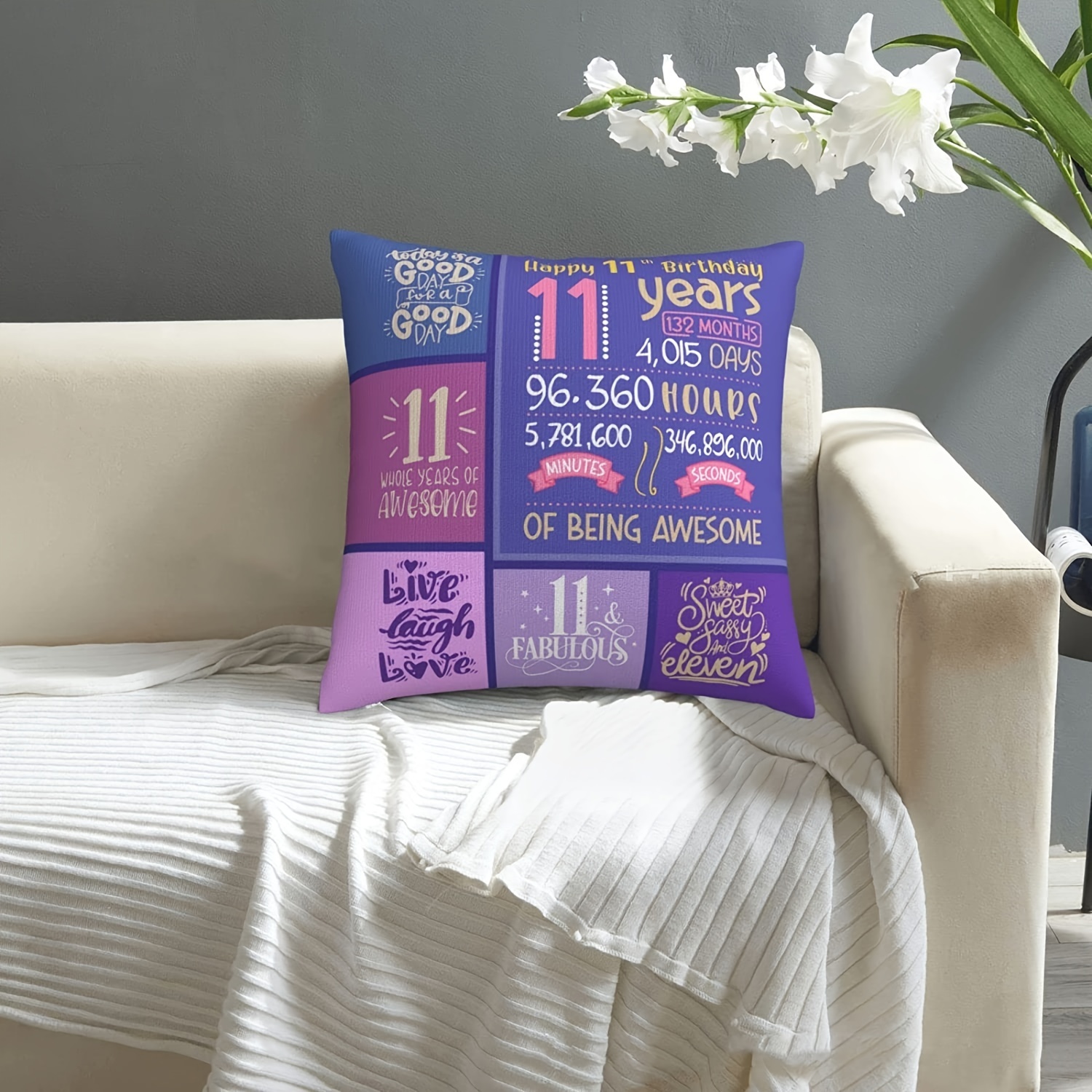  Skizbcw 11 Year Old Girl Birthday Gifts Ideas - Birthday Gifts  for 11 Year Old Girls - 11th Birthday Decorations for Girls - 11 yr Old  Girl Birthday Gifts Throw Pillow