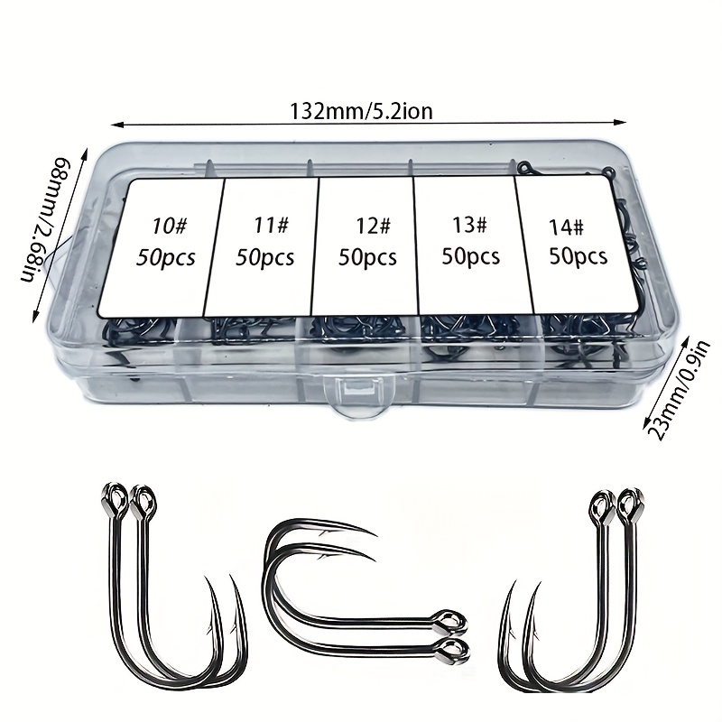 5# 9# 10# 14# Mixed Sizes Fishing Hook Set Storage Box High - Temu