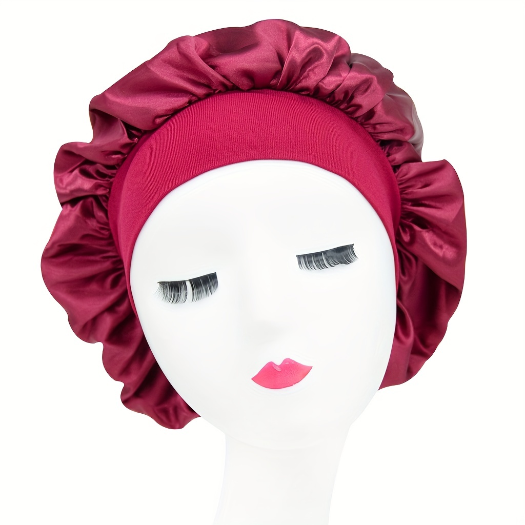 Luxury Satin Bonnet For Curly Hair - Silk Night Sleep With Wide