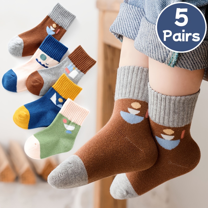 Boys Kids Breathable Comfy Crew Socks Casual Plain Color - Temu