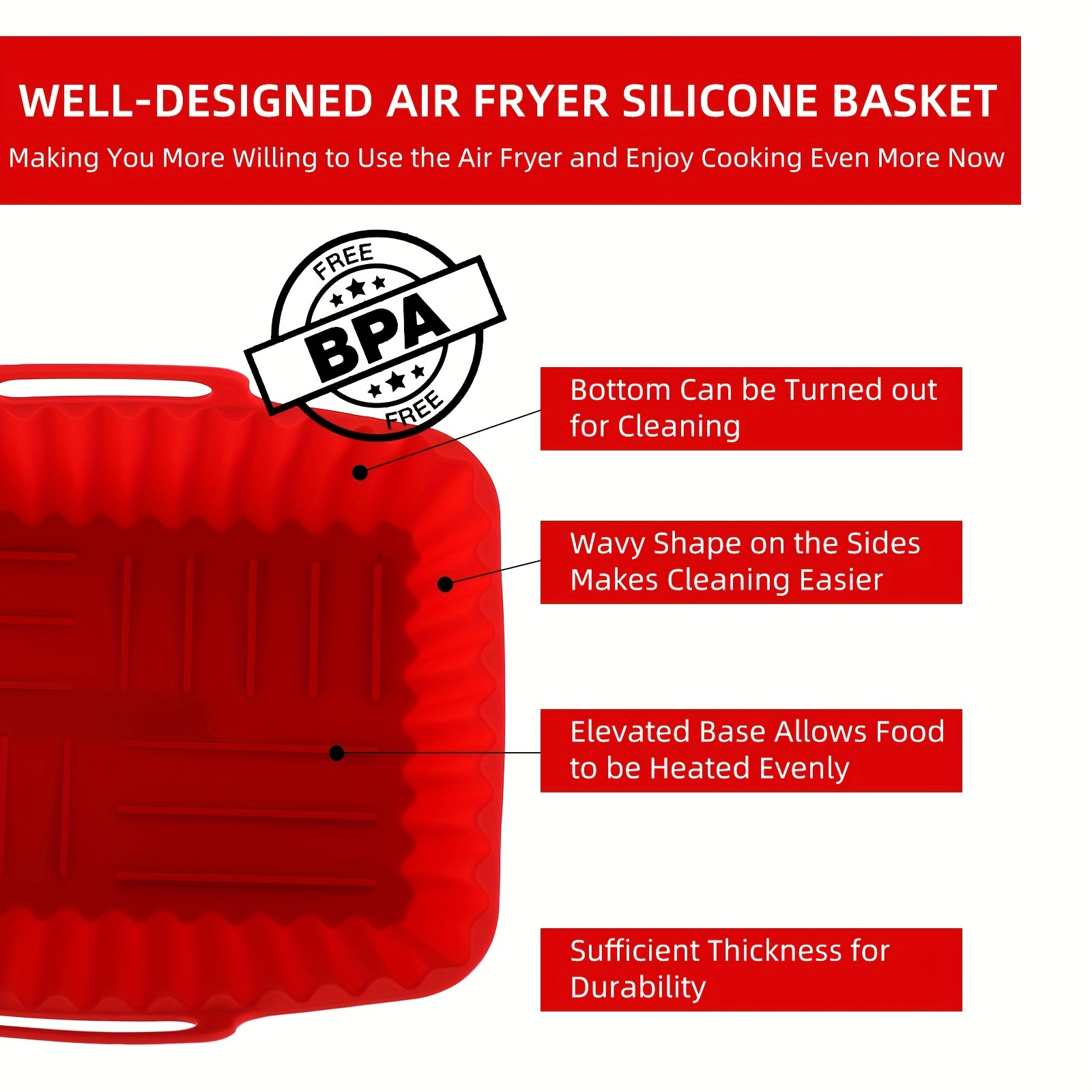 3pcs Silicone Liner For Air Fryer Reusable Food Safe Non-stick Baking Pan